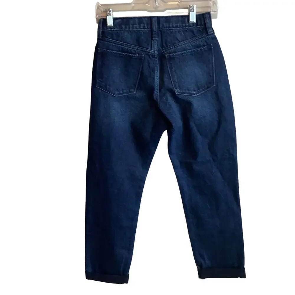Old Navy High-Waisted O.G. Straight Built-In Tough Dark-Wash Jeans 12